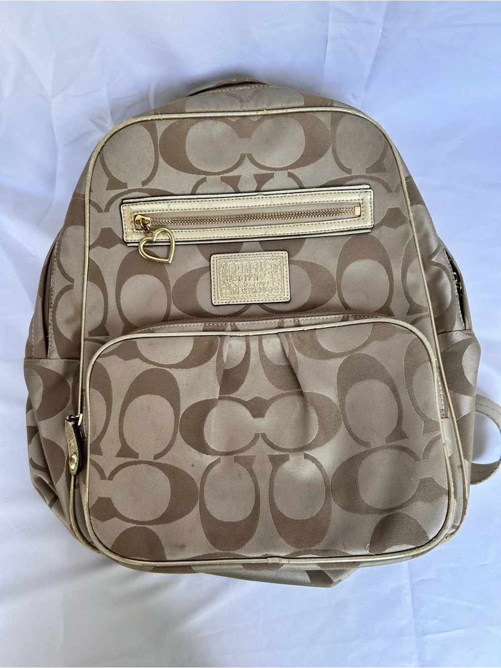 Coach Poppy Y2K Backpack Khaki Gold Signature C H1260-F20046